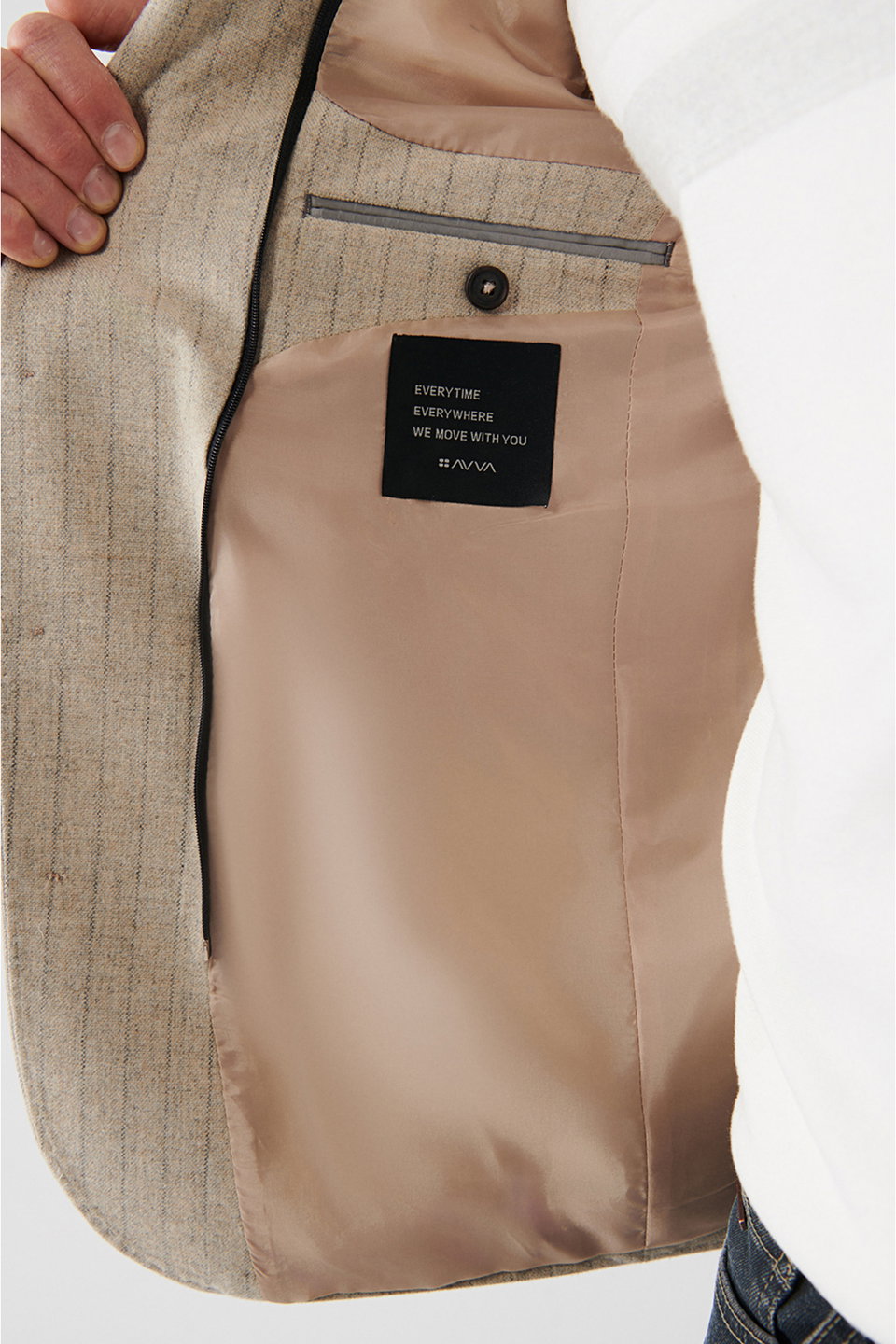 Men's Mono Collar Lined Pouch Pocket Wool Jacket A32Y4041