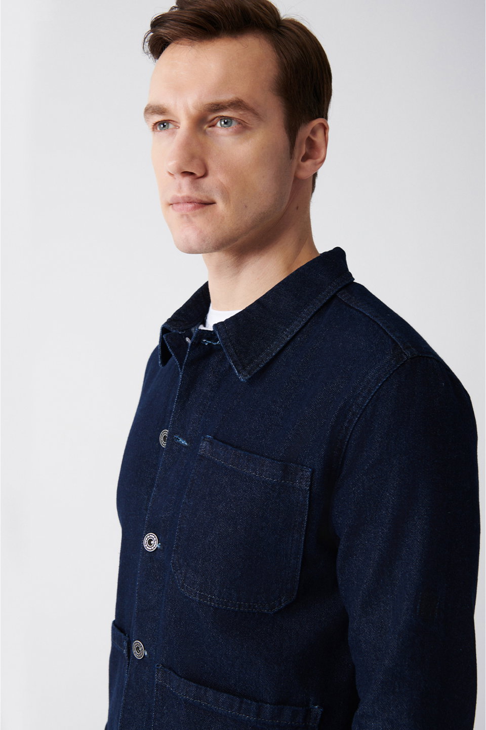 Men's Classic Collar 100% Cotton Denim Coat A31Y6002