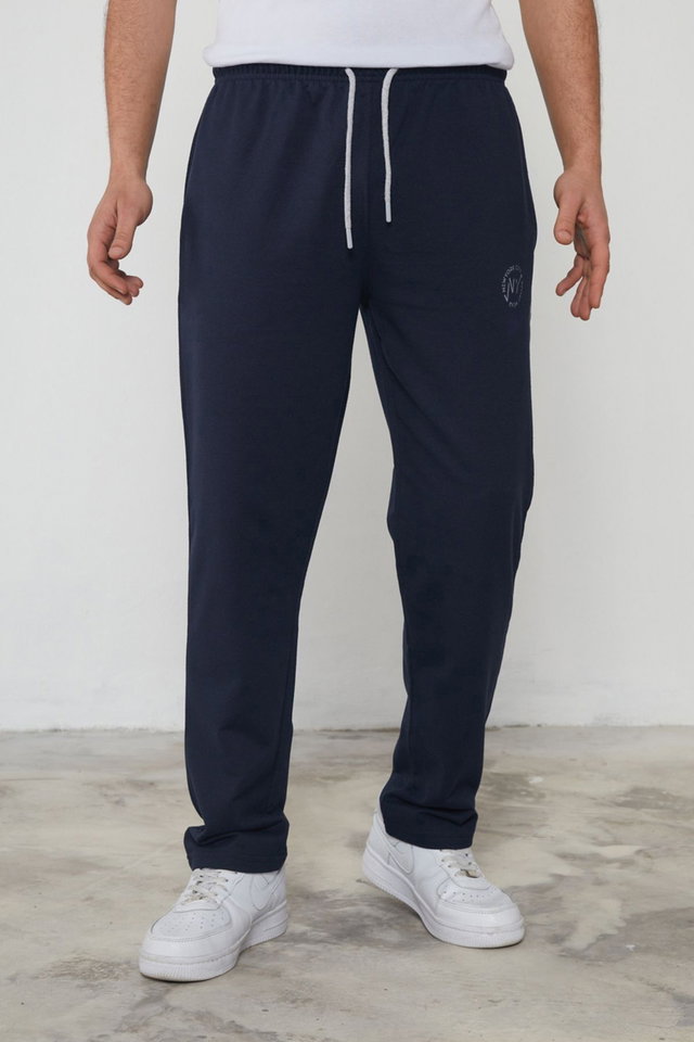 Navy blue - Smoked Regular Cut New York Embroidered Straight Leg Sweatpants TMNSS25EA00007