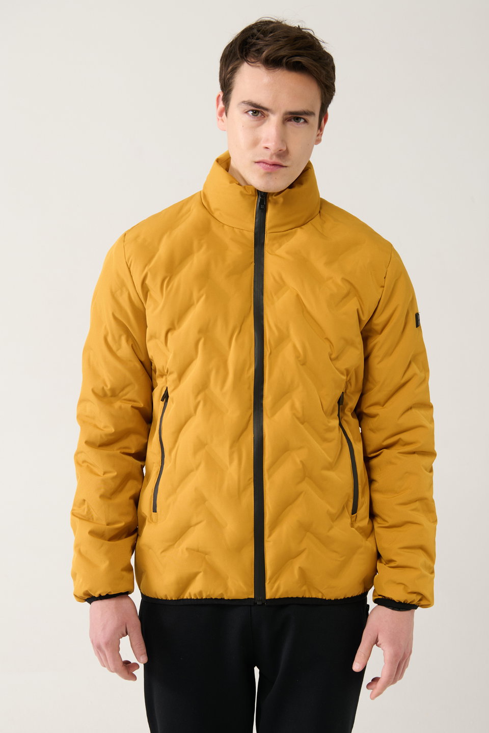 Men's Comfort Fit Puffer Stand Collar Water Repellent Windproof Lightweight Coat E006036