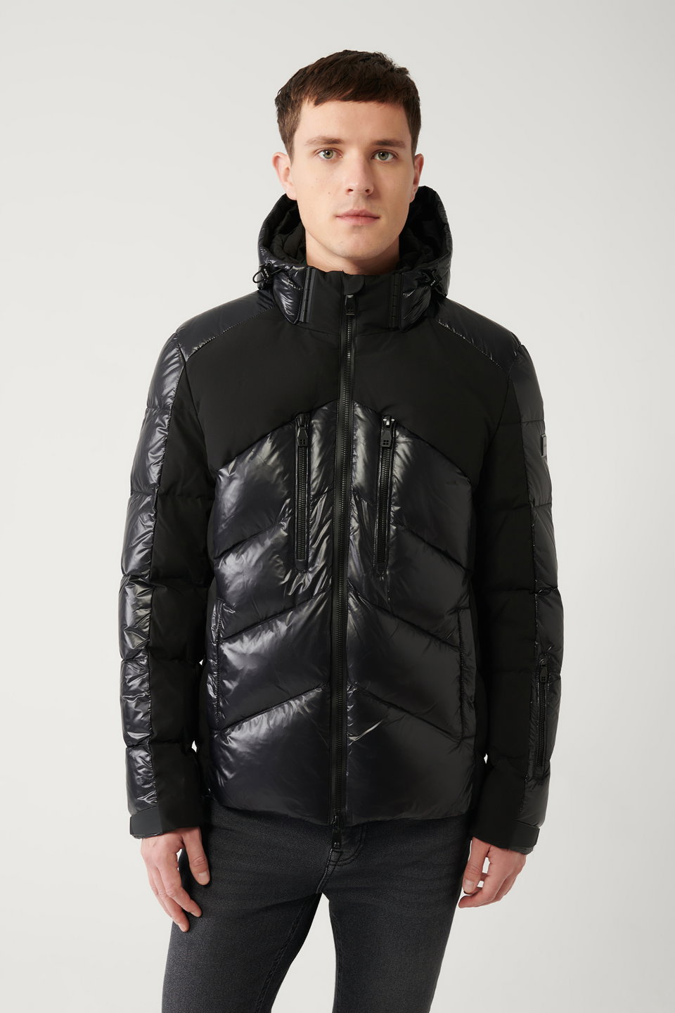 Men's Goose Down Water Repellent and Windproof Puffer Ski Jacket with Carrying Strap A32y6014