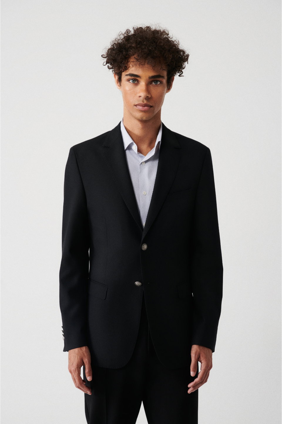 Men's Mono Collar Flap Pocket Lined Double Vent Metal Button Blazer Jacket A32Y4029
