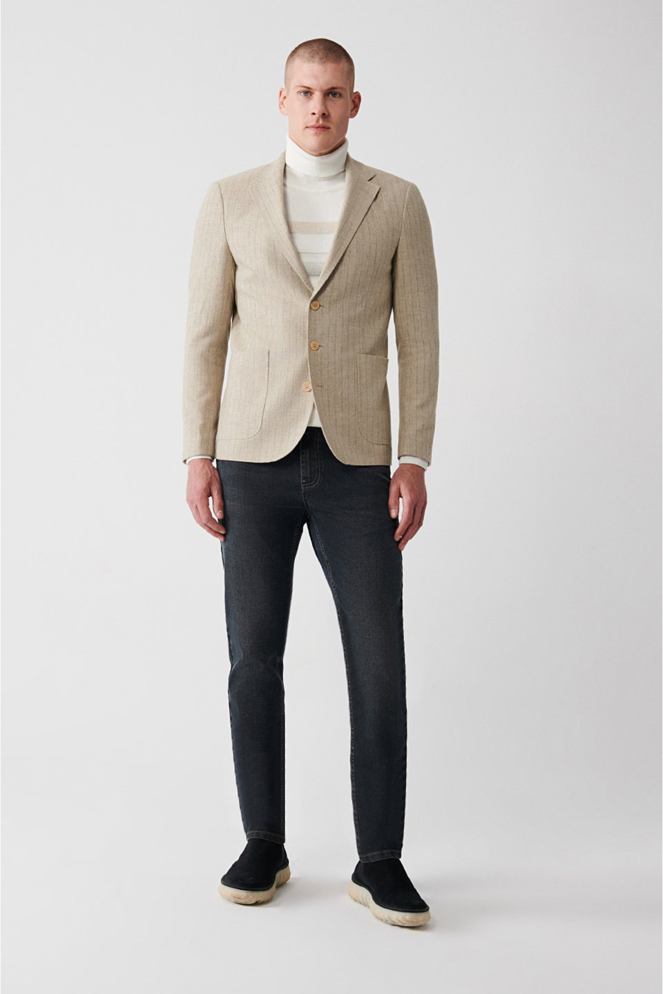 Men's Mono Collar Lined Pouch Pocket Wool Jacket A32Y4041