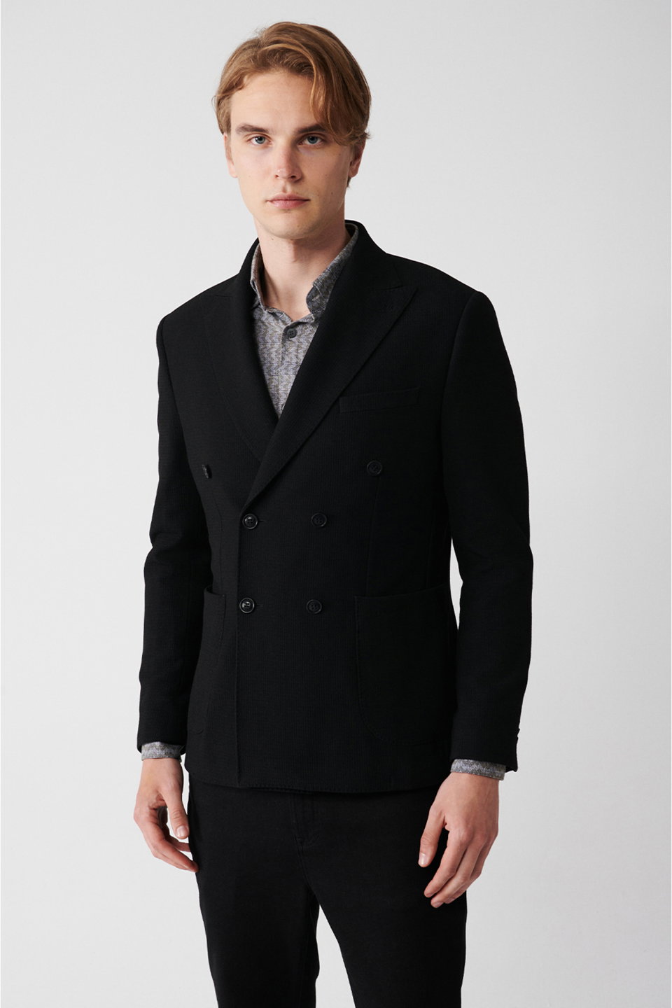Men's swallow collar unlined double breasted jacket a32y4052