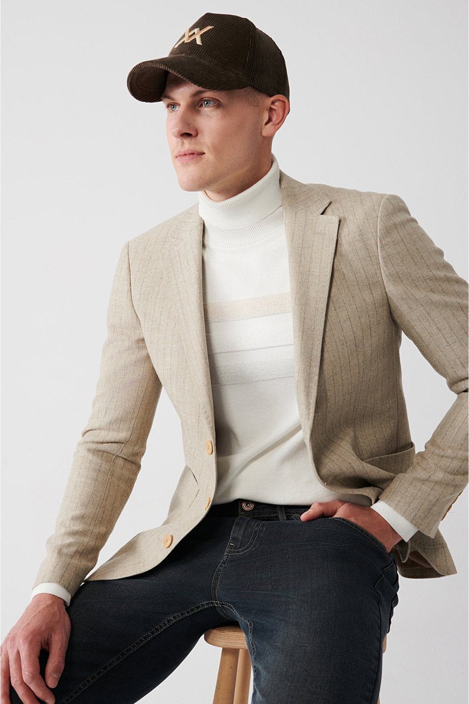 Men's Mono Collar Lined Pouch Pocket Wool Jacket A32Y4041