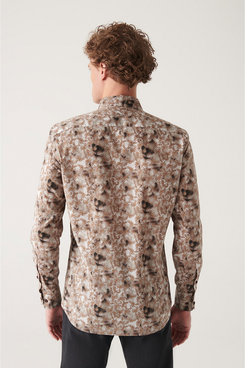 Men's Abstract Patterned 100% Cotton Shirt A22Y2013