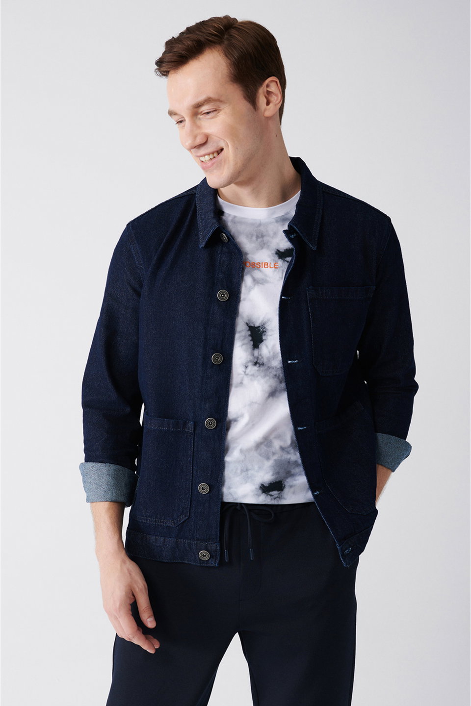 Men's Classic Collar 100% Cotton Denim Coat A31Y6002