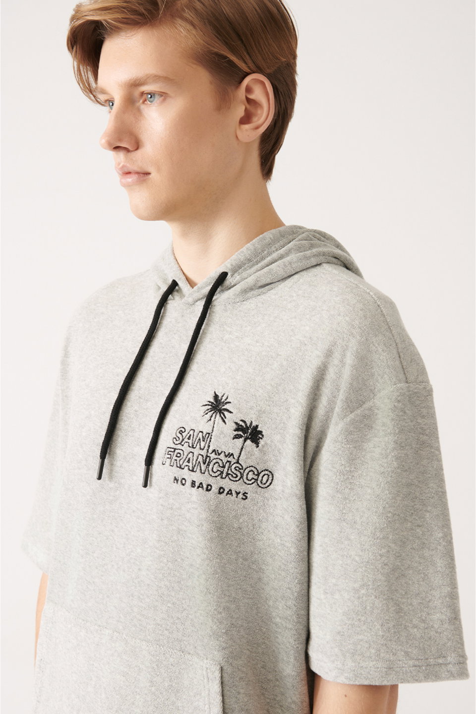 Men's Towel Hooded Cotton 2-Piece Sweatshirt Shorts Set A31Y3345