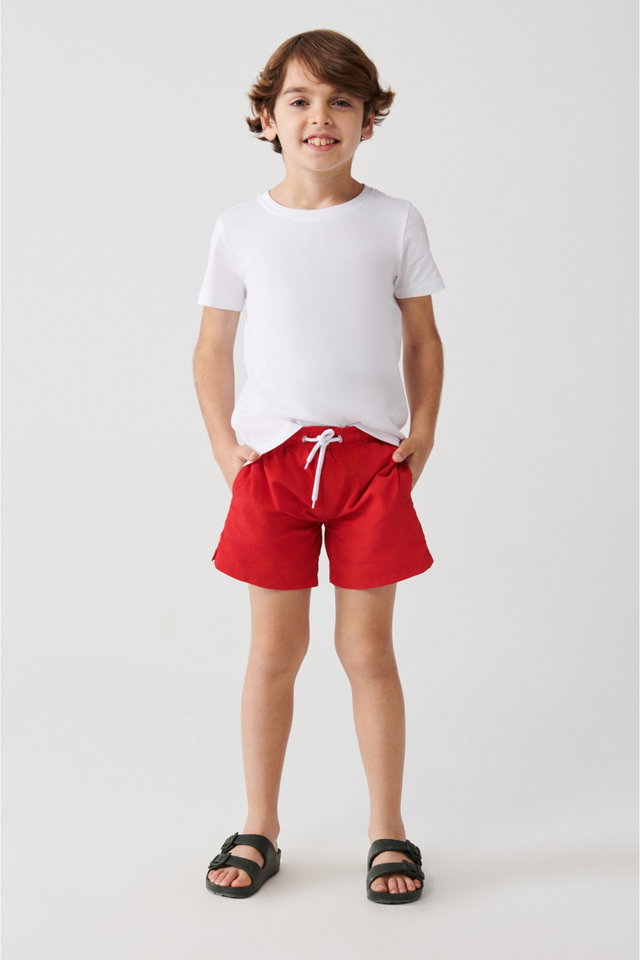 Red - Boys Black Quick Drying Kids Swim Shorts A31Y3810