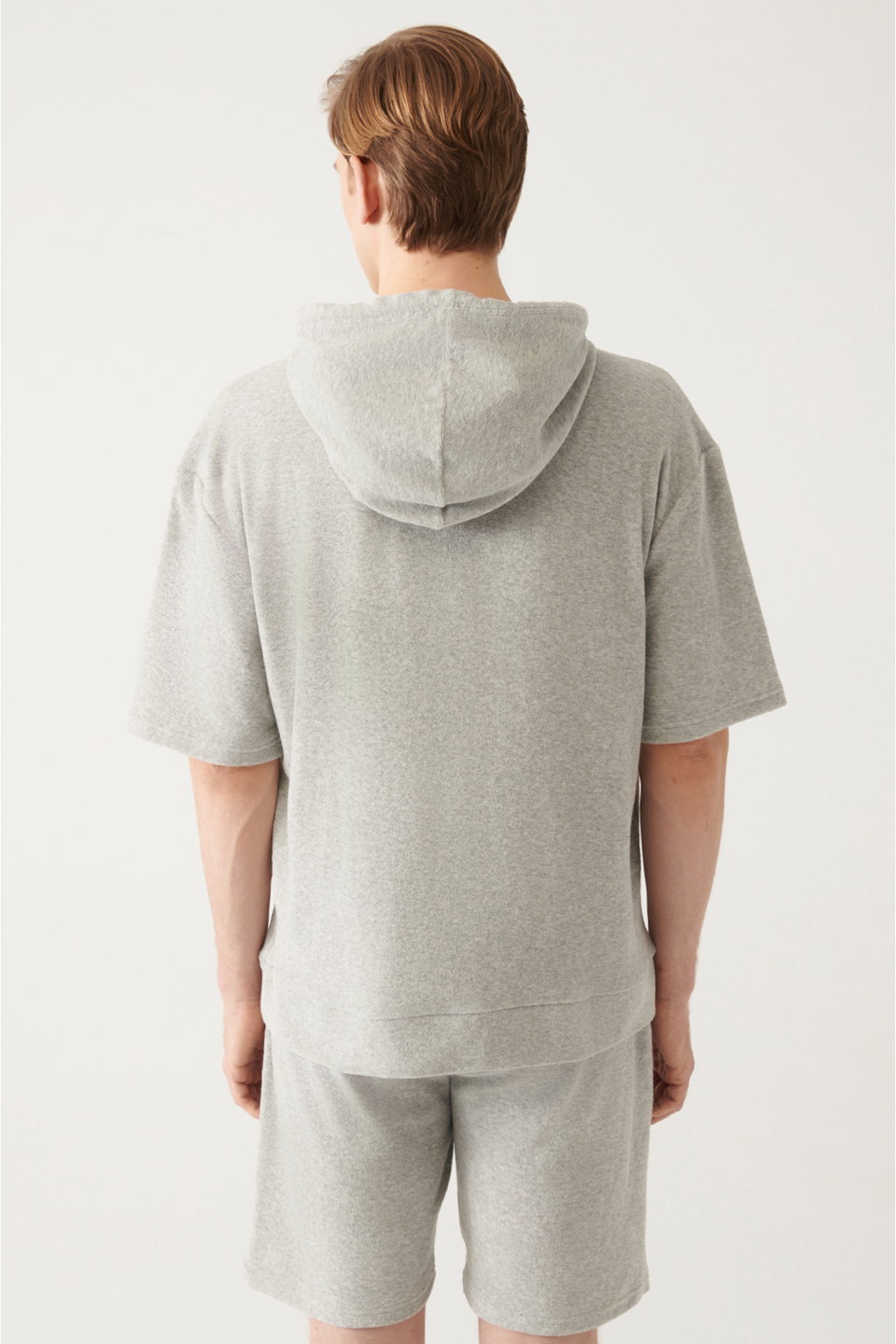 Men's Towel Hooded Cotton 2-Piece Sweatshirt Shorts Set A31Y3345