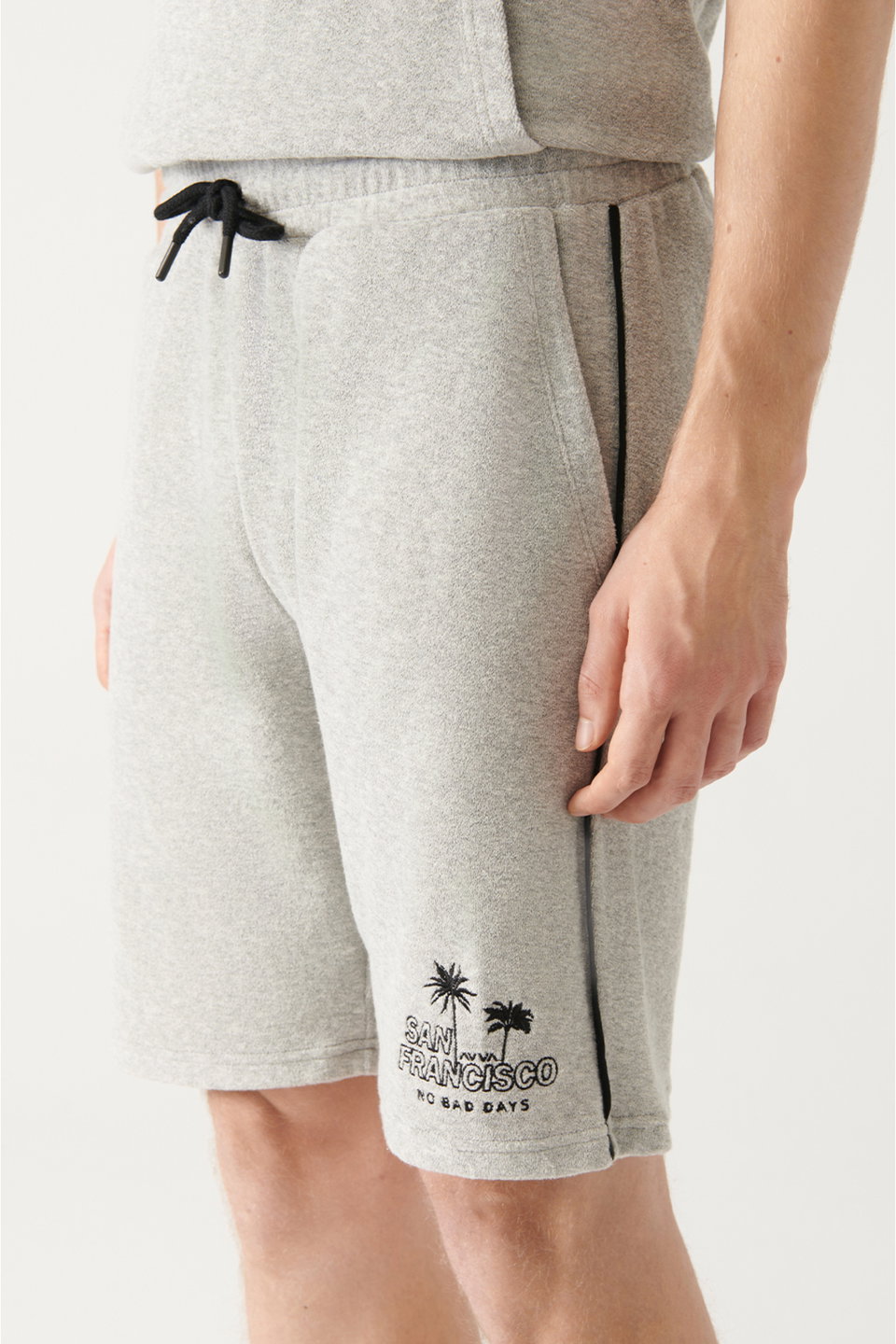 Men's Towel Hooded Cotton 2-Piece Sweatshirt Shorts Set A31Y3345