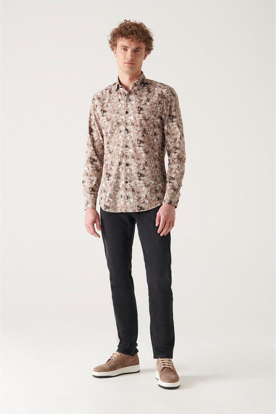 Men's Abstract Patterned 100% Cotton Shirt A22Y2013