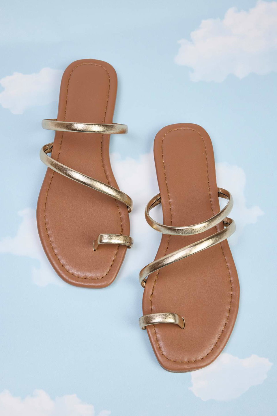 Metallic Thin Strappy Women's Stylish Slippers TAKSS25TE00045