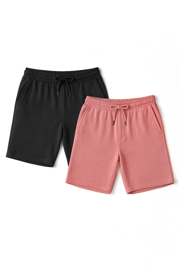 Black-Purple Rose - Navy Blue-Stone Basic Regular Cut 2 Pack Shorts TMNSS21SR0095