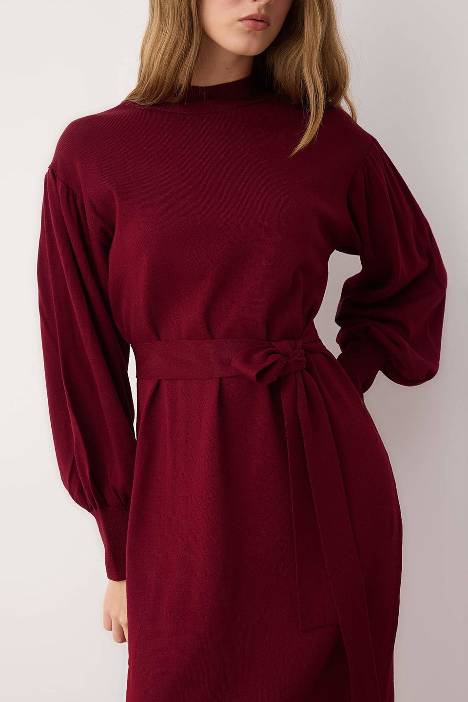 Belted Half Turtleneck Knitwear Dress TCTAW24EB00023