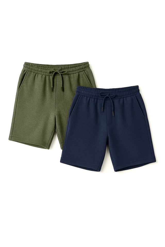 Navy Blue-Khaki - Navy Blue-Stone Basic Regular Cut 2 Pack Shorts TMNSS21SR0095