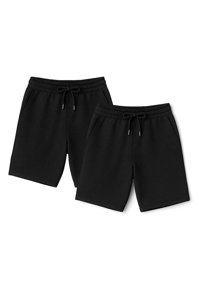 Black - Navy Blue-Stone Basic Regular Cut 2 Pack Shorts TMNSS21SR0095