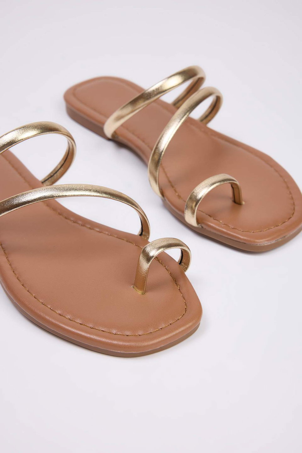 Metallic Thin Strappy Women's Stylish Slippers TAKSS25TE00045