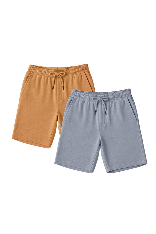 camel - Navy Blue-Stone Basic Regular Cut 2 Pack Shorts TMNSS21SR0095