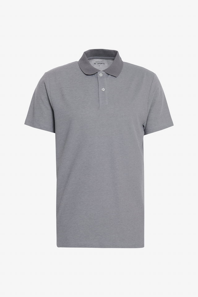 Gray White - Slim Fit Slim Fit Cotton Polo Neck T-Shirt