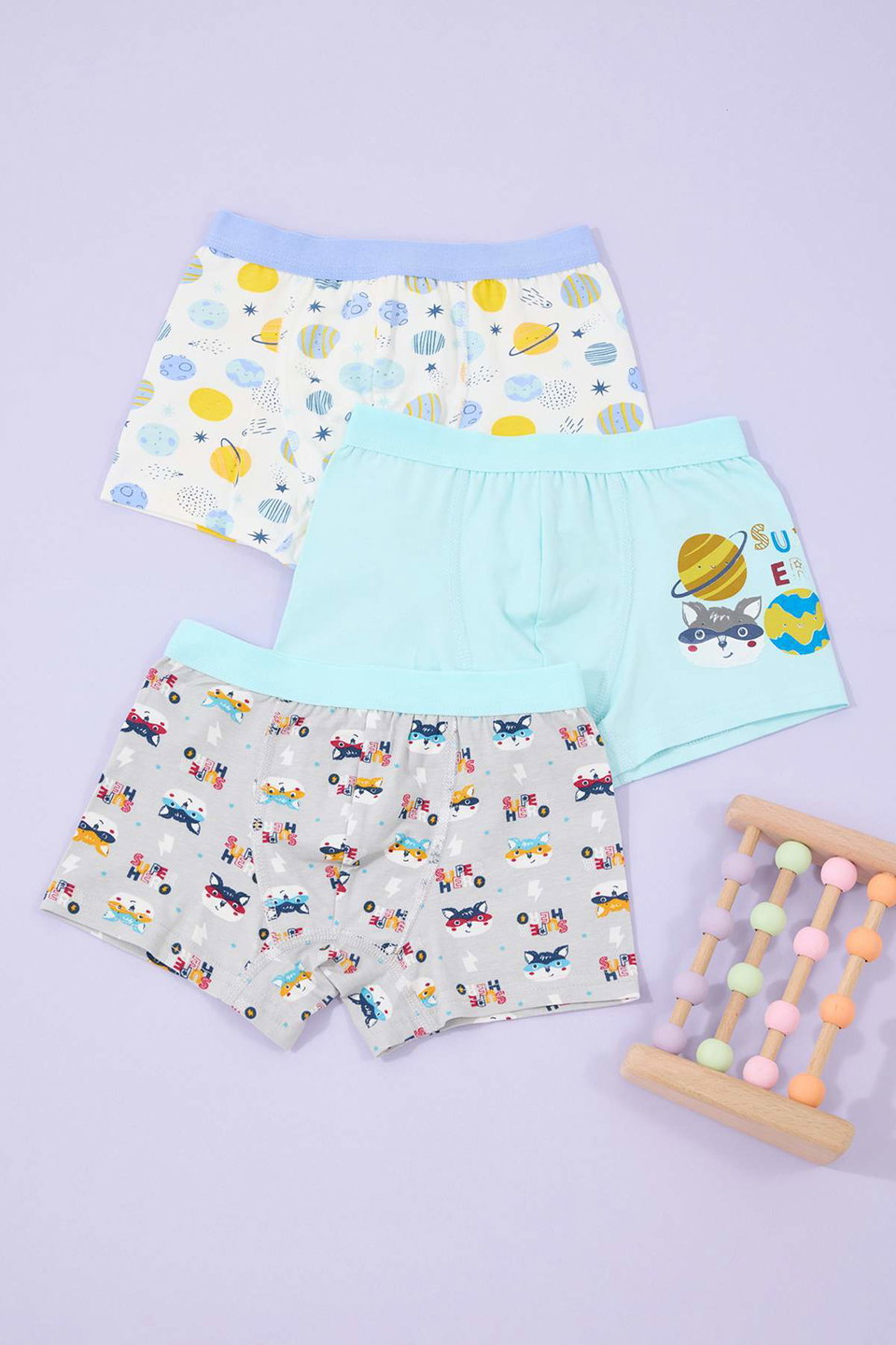 Cotton 3-Pack Flexible Printed Boy's Knitted Boxer TKDAW26BX00001