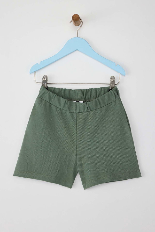 Khaki - Khaki Boy Plain Knitted Shorts & Bermuda TKDSS25SR00031