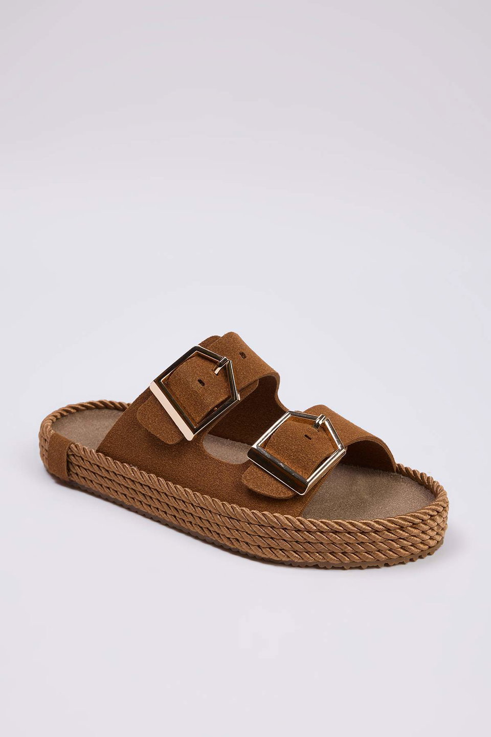 Double Banded Antique Buckled Women's Thick Sole Slippers TAKSS25SD00073