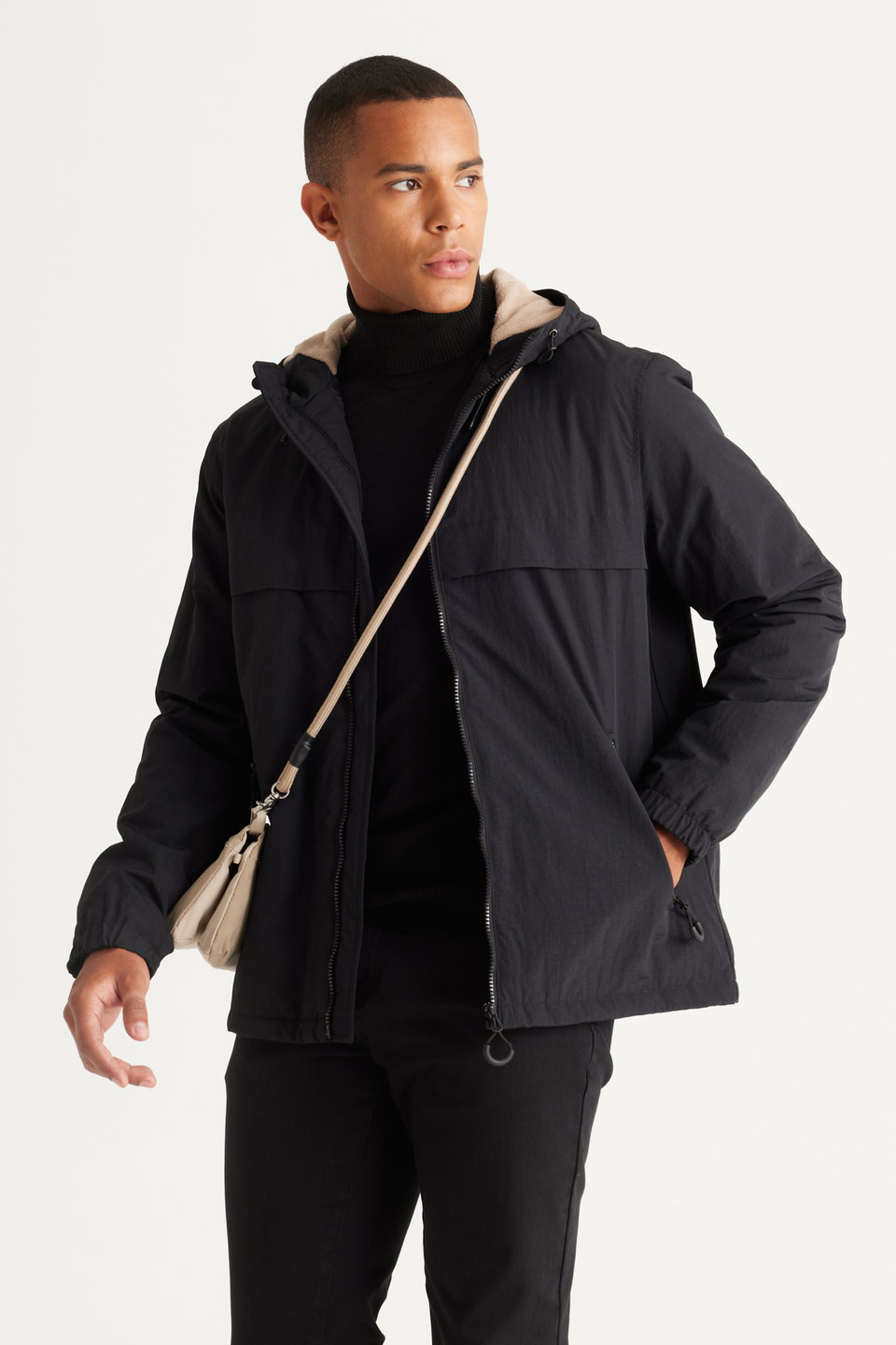 Men's Standard Fit Normal Fit Hooded Side Pockets Coat