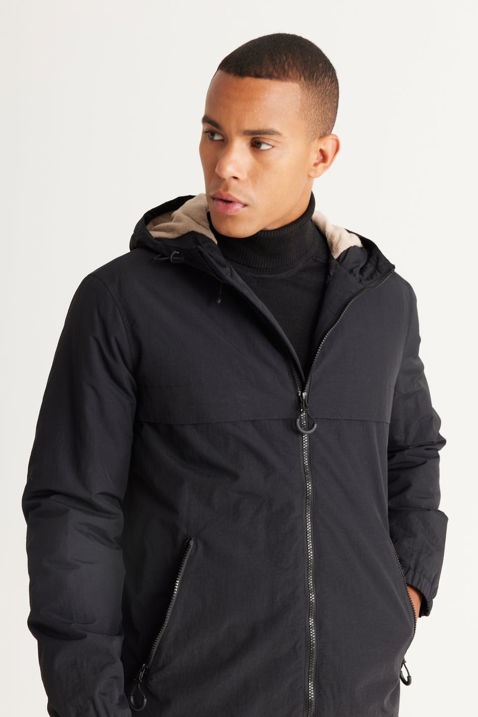 Men's Standard Fit Normal Fit Hooded Side Pockets Coat
