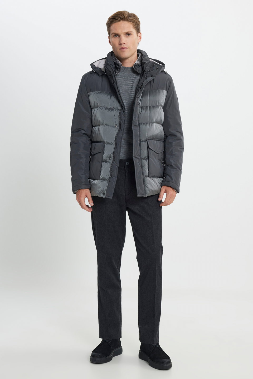 Men's Standard Fit Normal Cut Stand-up Collar Cold-Proof Coat