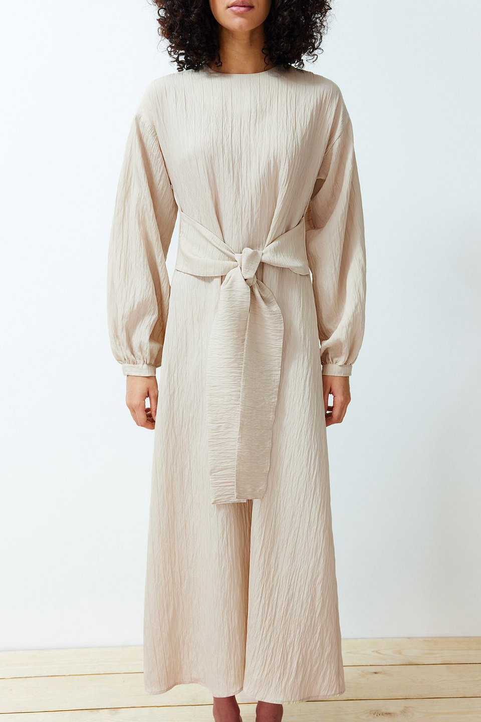 Front Tie Unlined Woven Dress TCTSS24EB00131