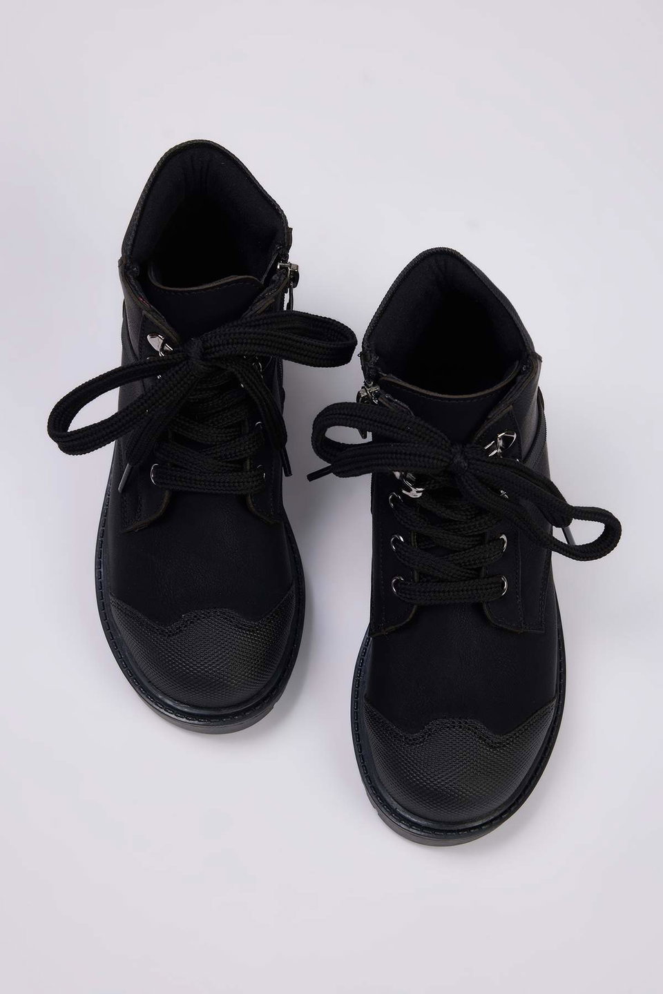 Zippered and Lace-Up Kids Combat Boots for Big Boys TAKAW26BO00006