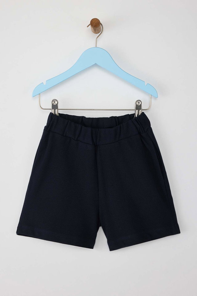 Navy blue - Khaki Boy Plain Knitted Shorts & Bermuda TKDSS25SR00031