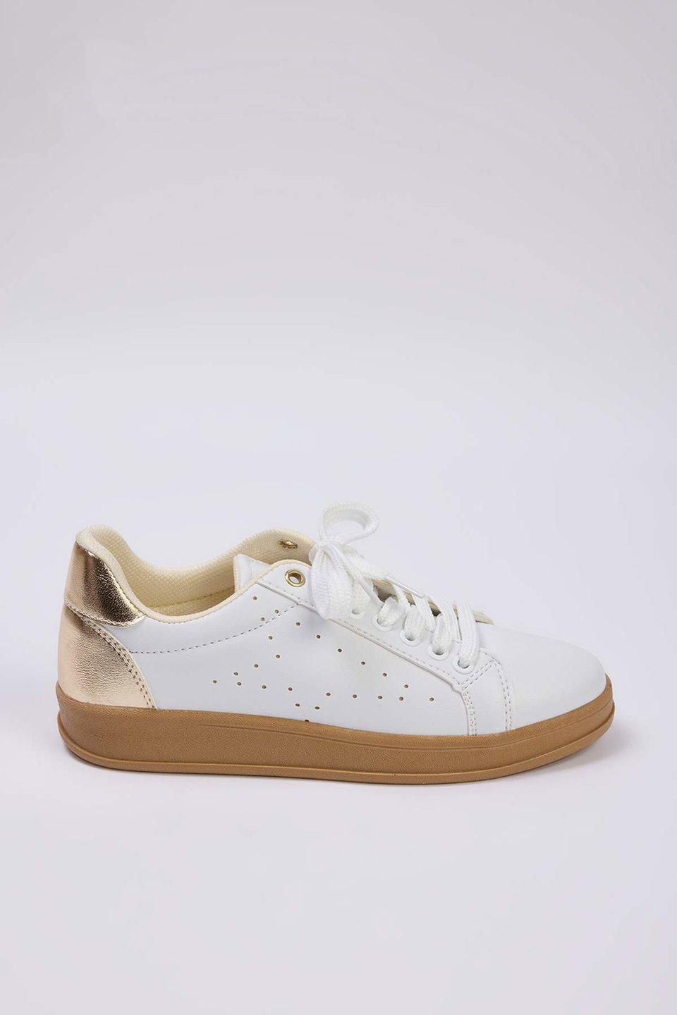 Metallic Retro Micro Perforated Lace-Up Women's Sneakers TAKAW26SN00014