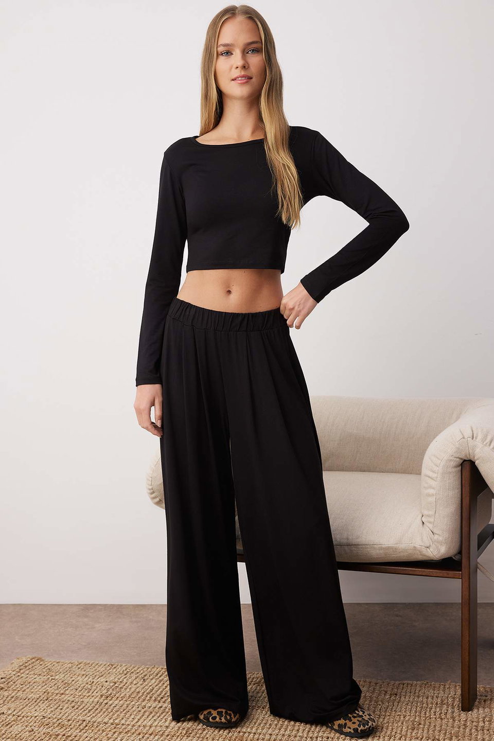 Viscose Knitted Pajama Set TWOAW21AU0034