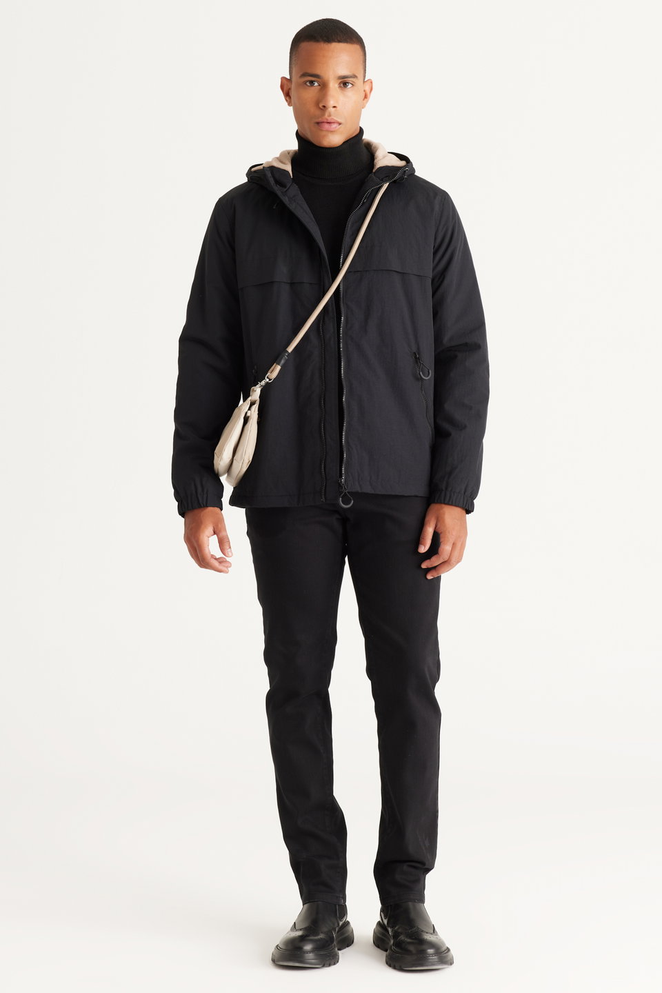 Men's Standard Fit Normal Fit Hooded Side Pockets Coat