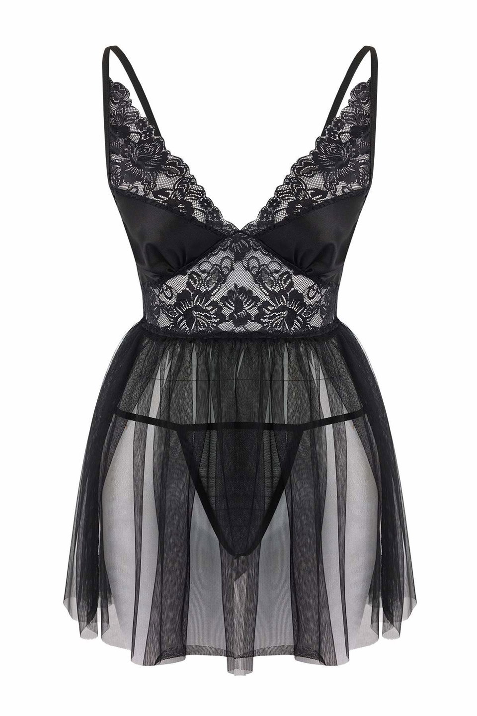 Coverless Lace Tulle/Mesh Strap Pantyhose Babydoll/Fantasy Nightgown THMAW26CY00001
