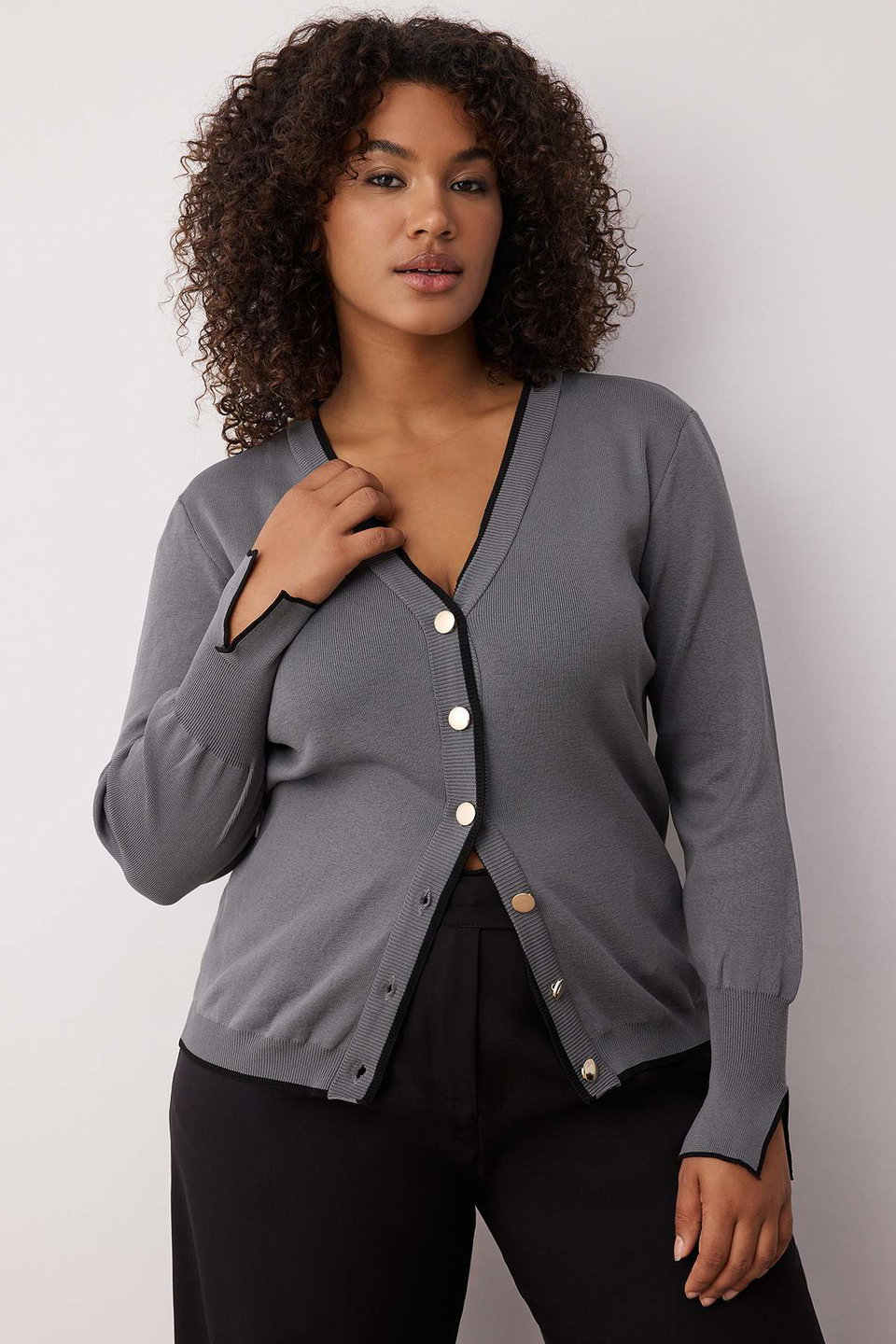 Button Detailed Striped Knitwear Cardigan TBBAW24AV00014