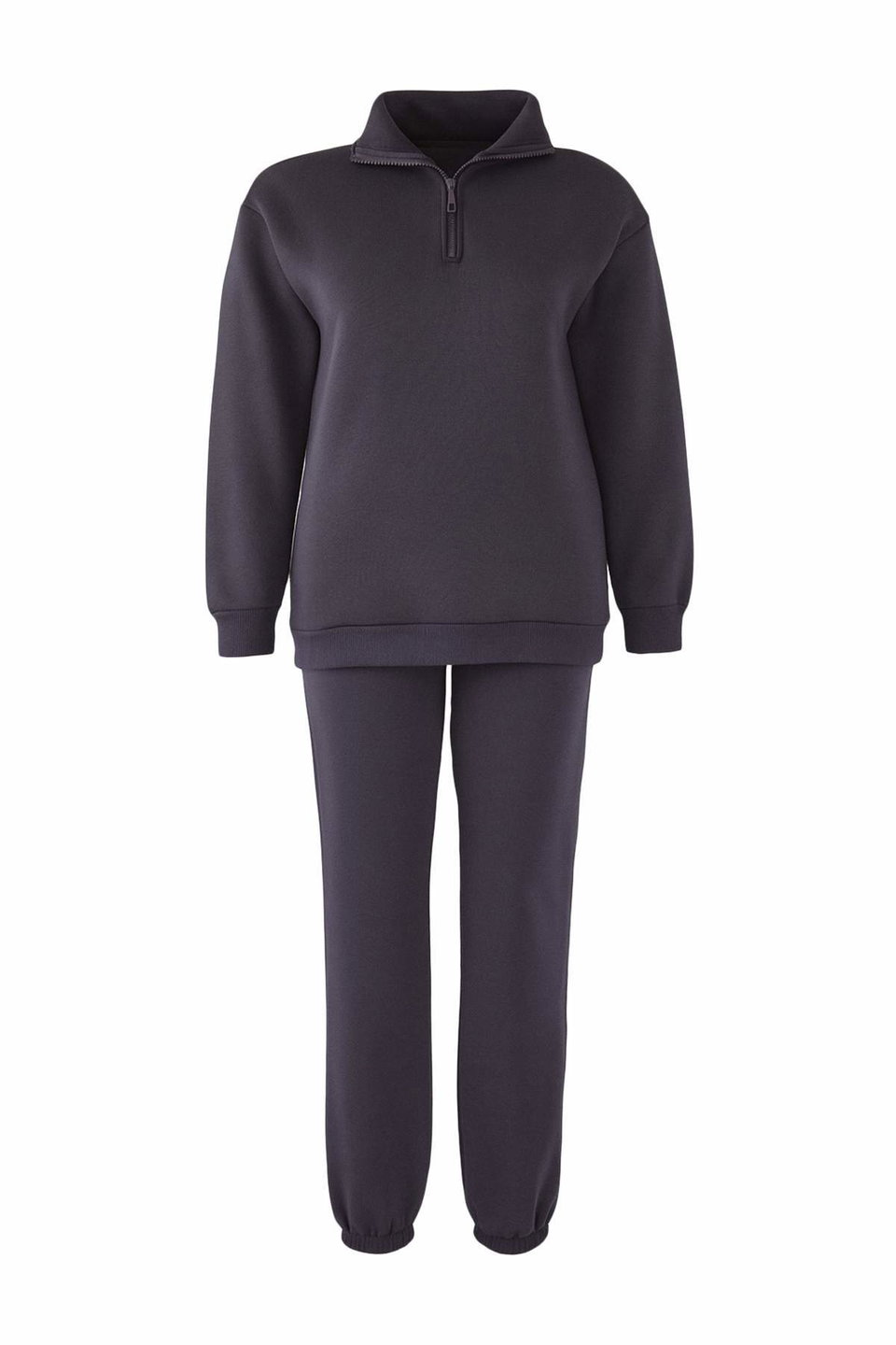 Thick Fleece Lined Zippered Stand-up Collar Jogger Knitted Tracksuit TBBAW26TS00003