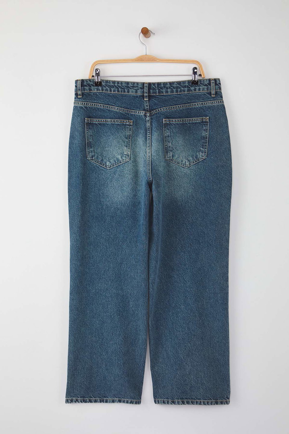 Faded Effect Vintage High Waist Wide Leg Plus Size Wide Leg Jeans TBBAW26CJ00002