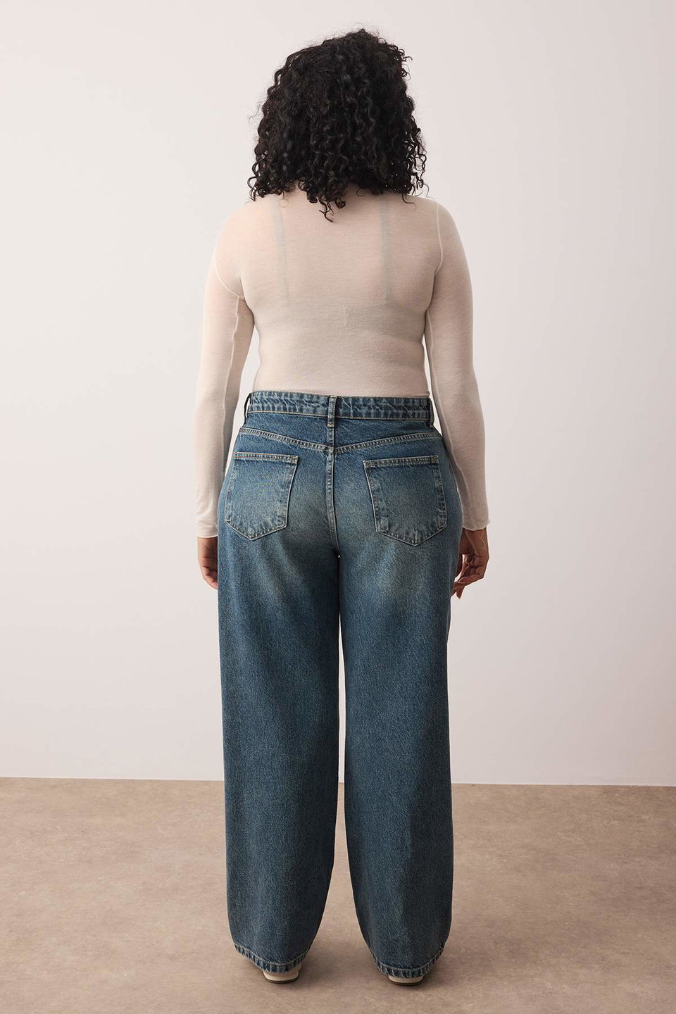 Faded Effect Vintage High Waist Wide Leg Plus Size Wide Leg Jeans TBBAW26CJ00002