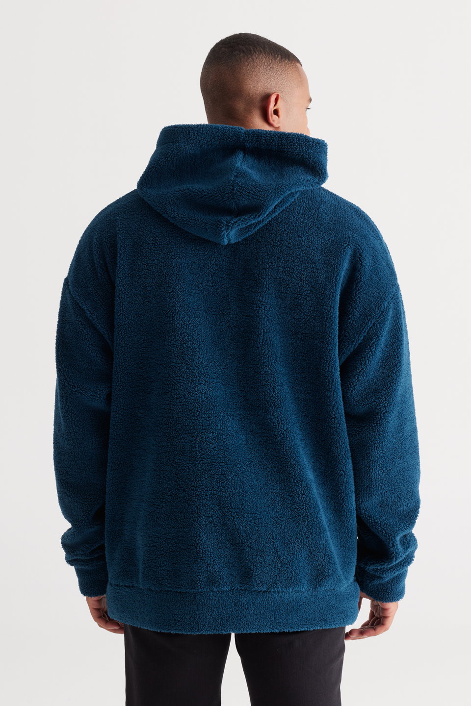 Men's Oversize Wide-Fit Hooded Sherpa Sweatshirt Fleece