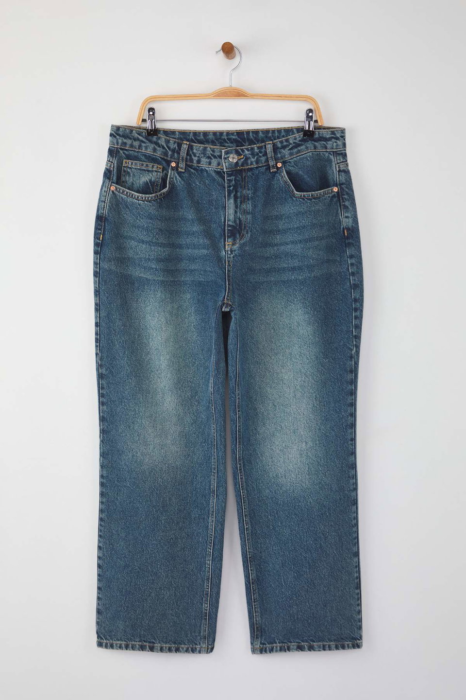 Faded Effect Vintage High Waist Wide Leg Plus Size Wide Leg Jeans TBBAW26CJ00002