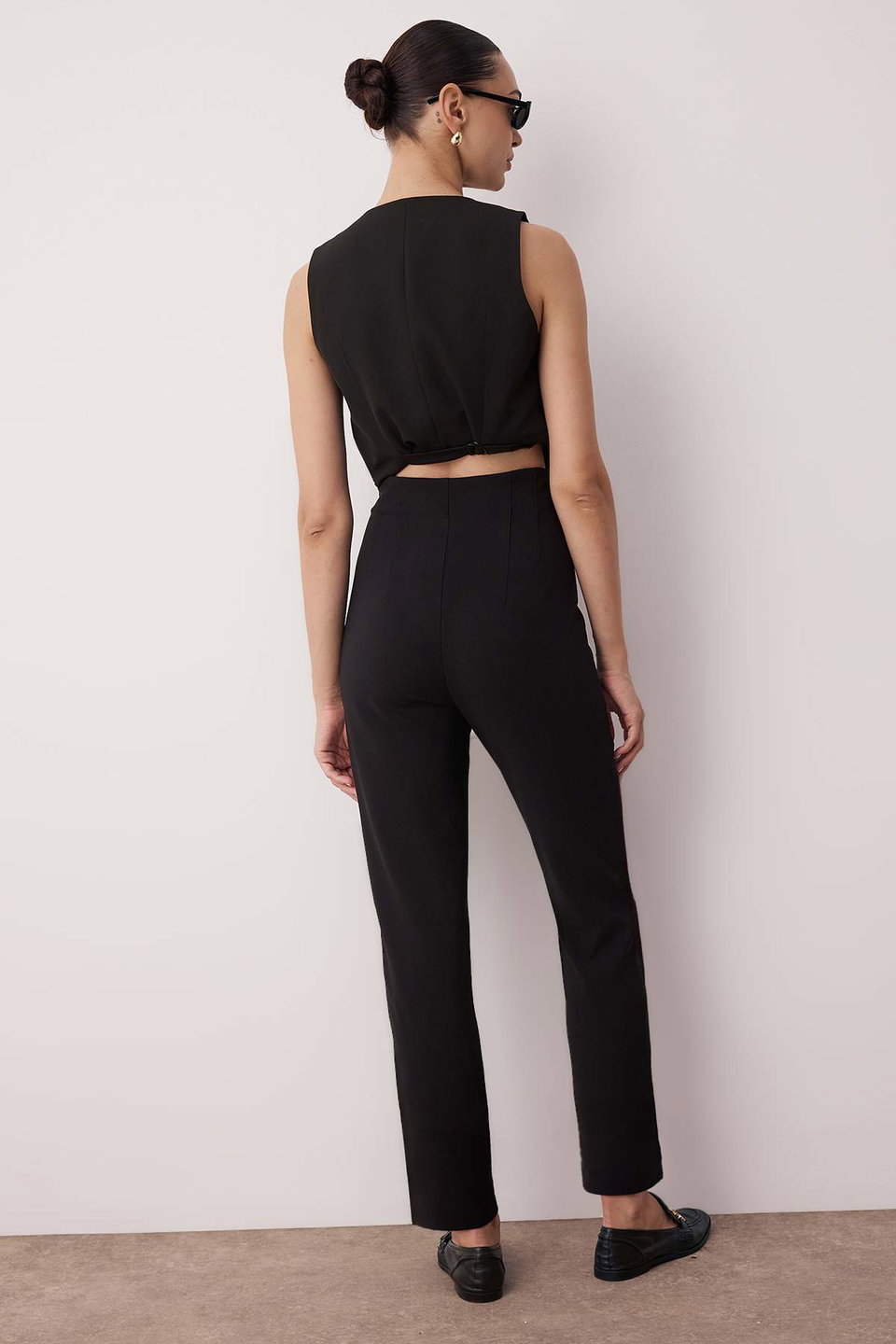 Cigarette Pattern Darted High Waist Ankle Length Woven Fabric Trousers TWOSS20PL0515