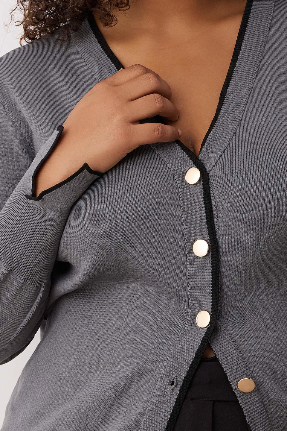 Button Detailed Striped Knitwear Cardigan TBBAW24AV00014