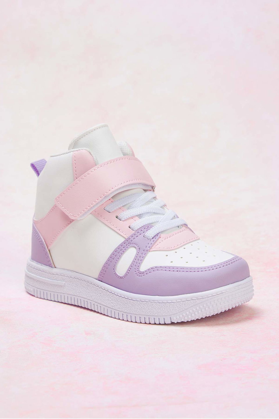 Color-Blocked Velcro and Lace-Up Big/Little Girls' Kids Sneakers TAKAW26SN00019