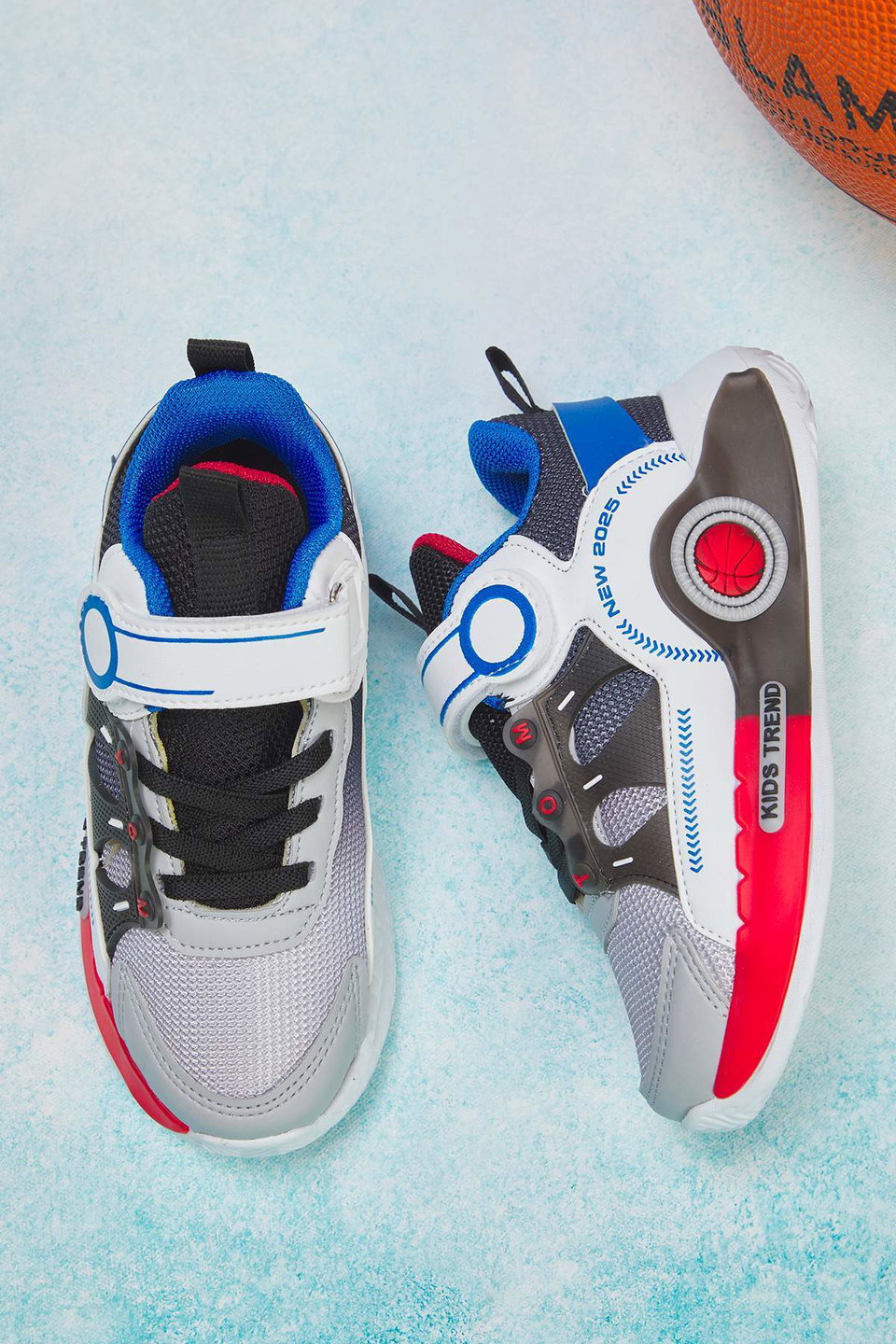 Color Block Velcro and Lace-Up Boys' Kids Sneakers TAKAW26SN00009