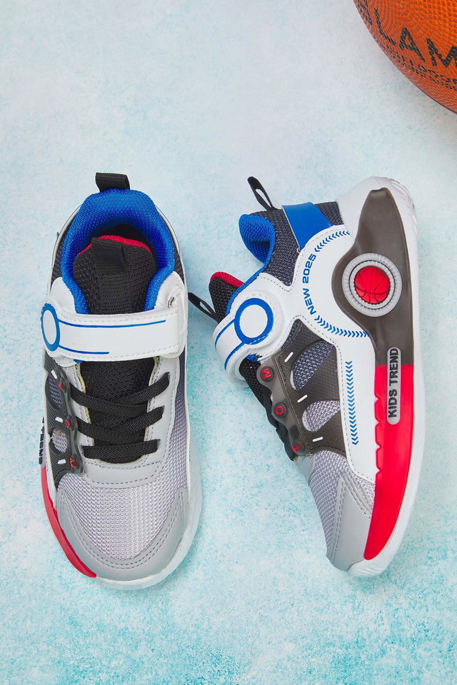 Gray - Gray Color Block Velcro and Lace-Up Boys' Kids Sneakers
TAKAW26SN00009