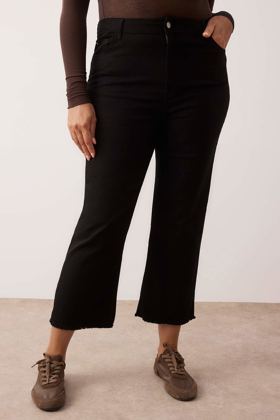 Non-fading High Waist Comfort Short Leg Culotte Fit Jeans TBBSS23AR00014