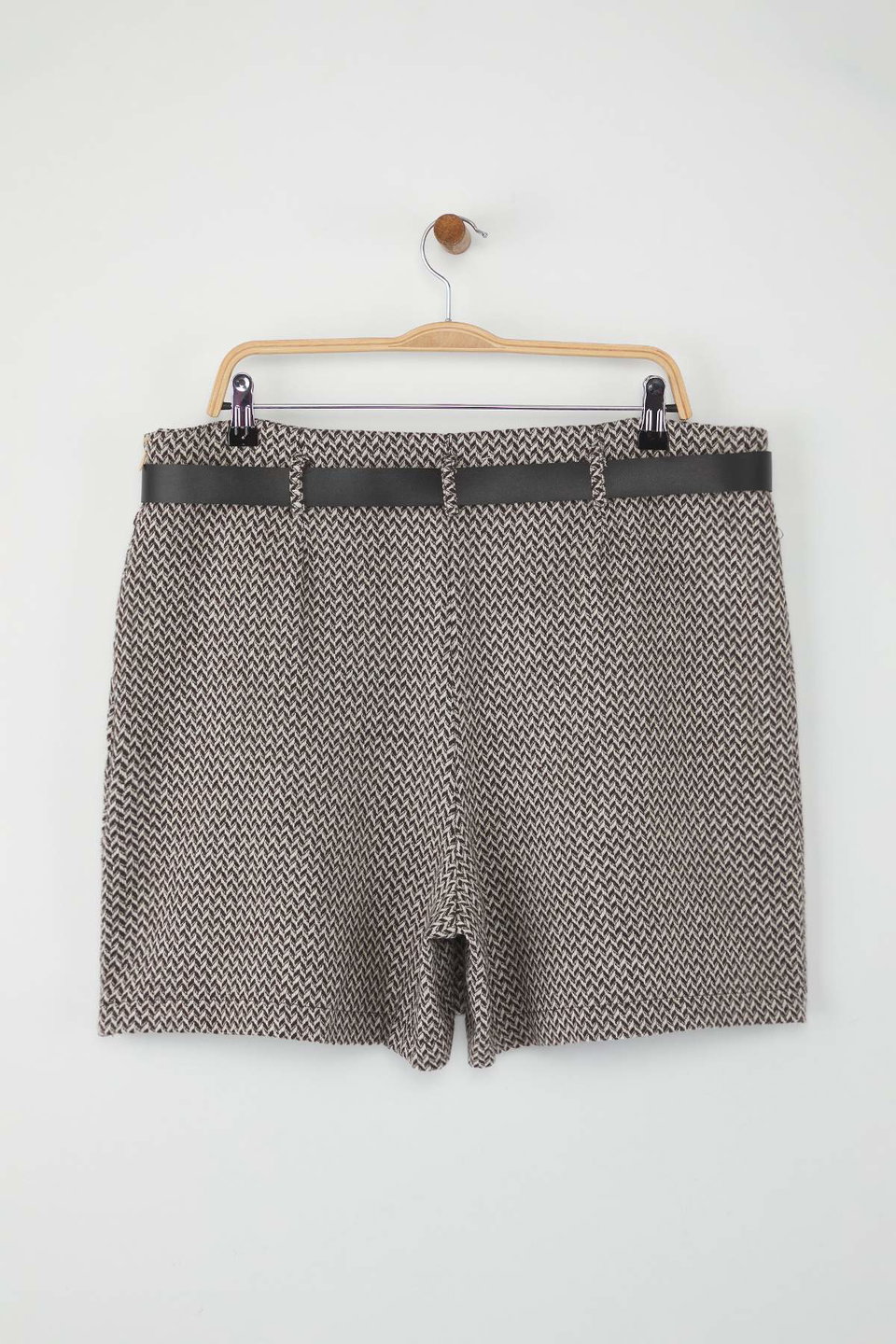 Multicolored Winter Belted Woven Short Plus Size Skirt-Look Shorts TBBAW26AP00003